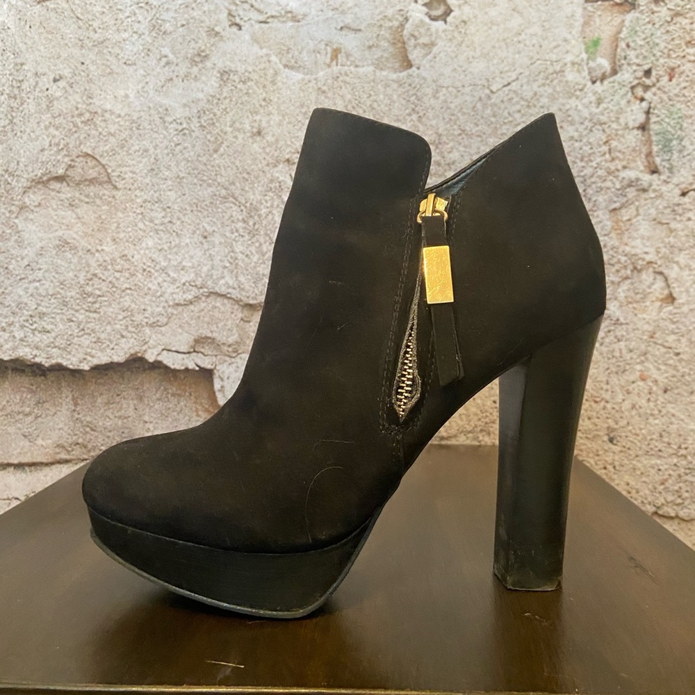 Aldo Black Suede Platform High Heeled Booties